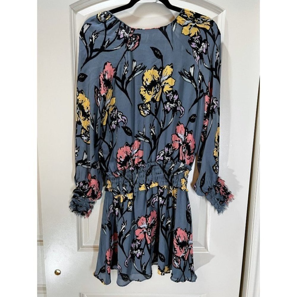 Ramy Brook Gray Blue Floral Milene Dress $465 - Picture 8 of 14